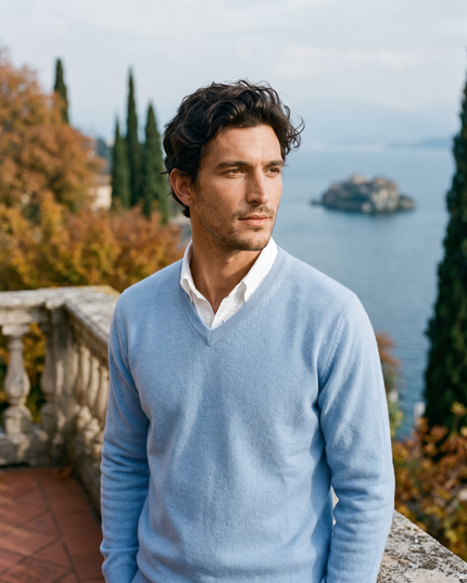 Men's V Neck Sweater with a Lightweight Knit