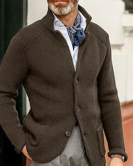 Men's Waffle Knit Button Front Cardigan Sweater