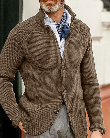 Men's Waffle Knit Button Front Cardigan Sweater