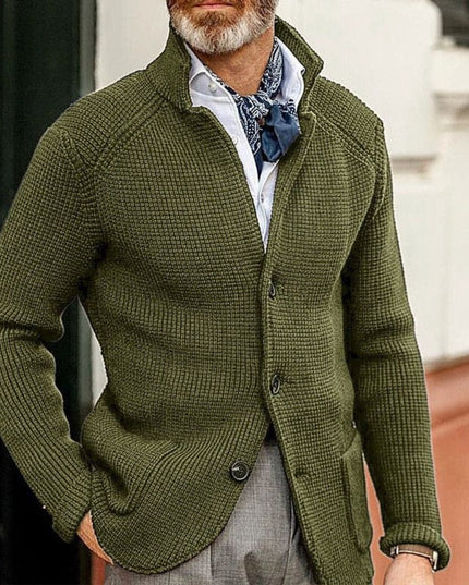 Men's Waffle Knit Button Front Cardigan Sweater