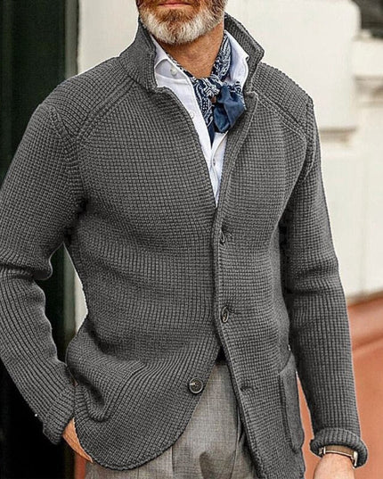 Men's Waffle Knit Button Front Cardigan Sweater