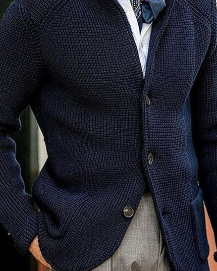 Men's Waffle Knit Button Front Cardigan Sweater