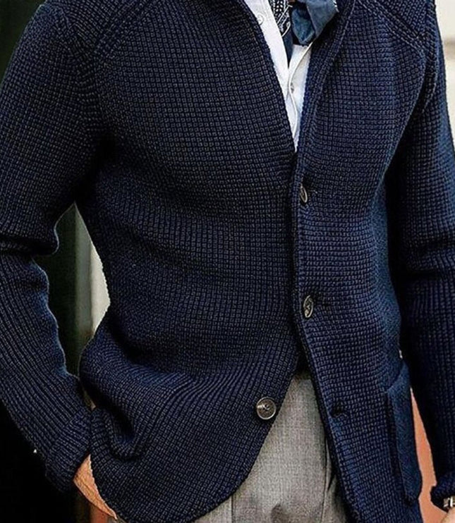 Men's Waffle Knit Button Front Cardigan Sweater