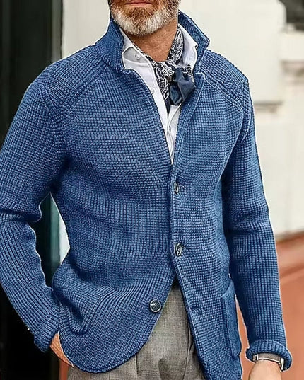 Men's Waffle Knit Button Front Cardigan Sweater