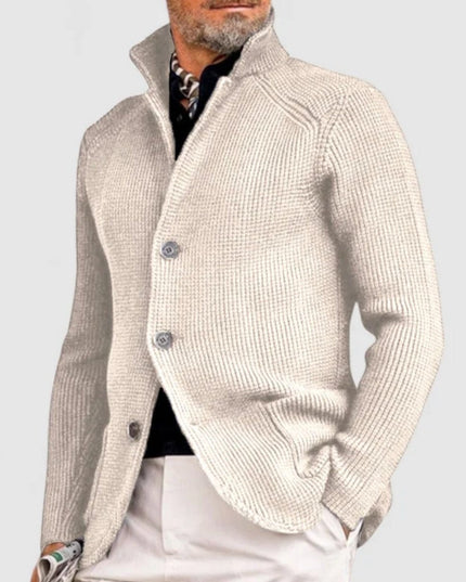 Men's Waffle Knit Button Front Cardigan Sweater