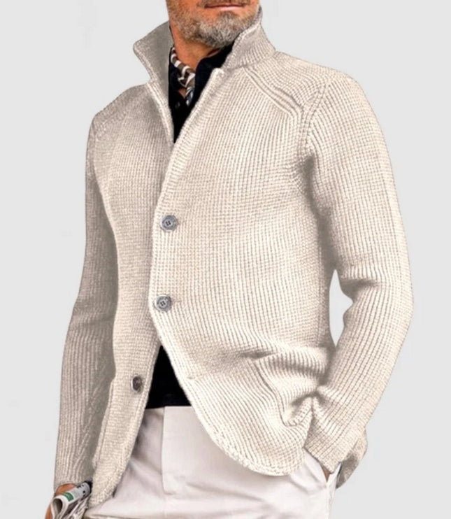 Men's Waffle Knit Button Front Cardigan Sweater