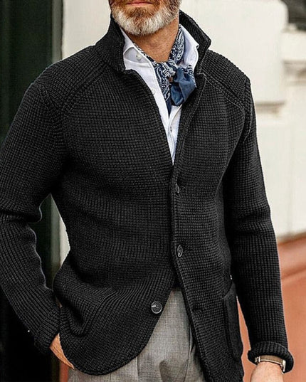 Men's Waffle Knit Button Front Cardigan Sweater