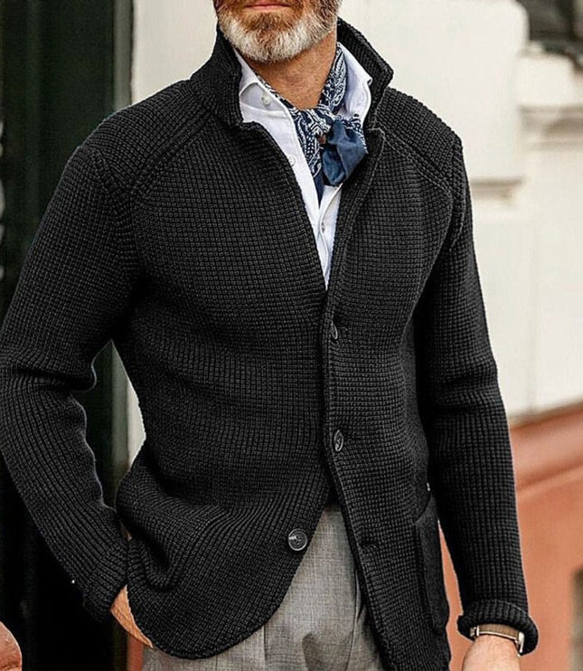 Men's Waffle Knit Button Front Cardigan Sweater