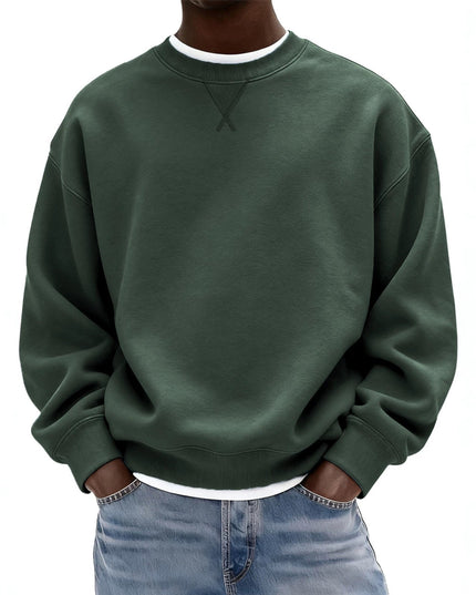 Men's Washed Cotton Crew Neck Sweatshirt in an Oversized Fit