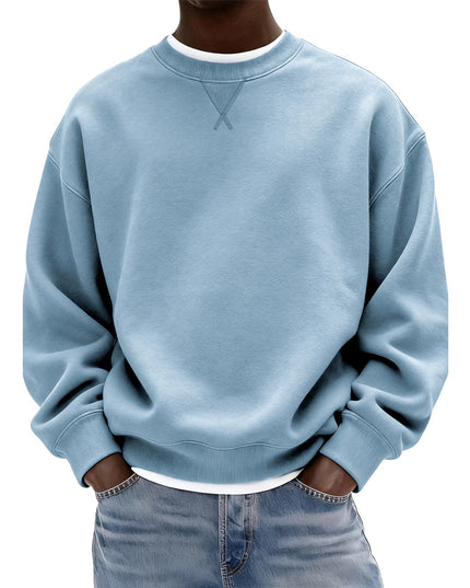 Men's Washed Cotton Crew Neck Sweatshirt in an Oversized Fit