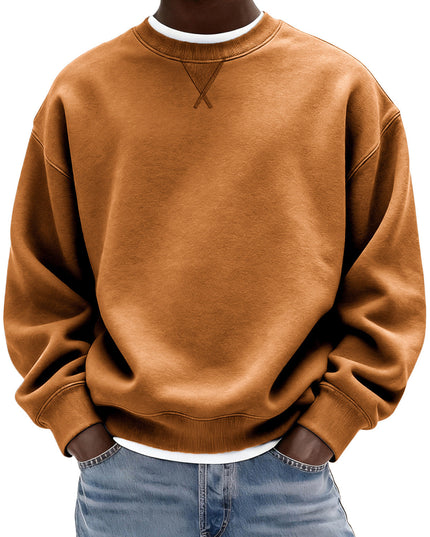 Men's Washed Cotton Crew Neck Sweatshirt in an Oversized Fit