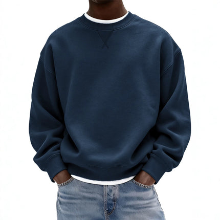 Men's Washed Cotton Crew Neck Sweatshirt in an Oversized Fit