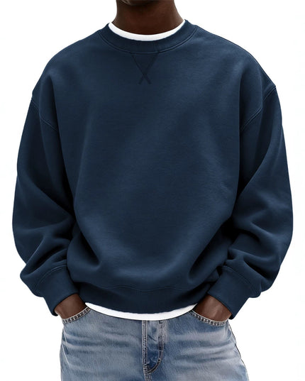 Men's Washed Cotton Crew Neck Sweatshirt in an Oversized Fit