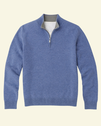 Men's Zip-Neck Sweater in a Fine Ribbed Knit