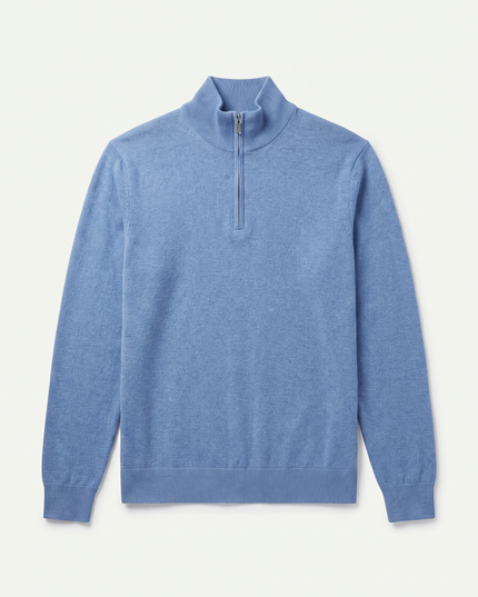 Men's Zip-Neck Sweater in a Fine Ribbed Knit