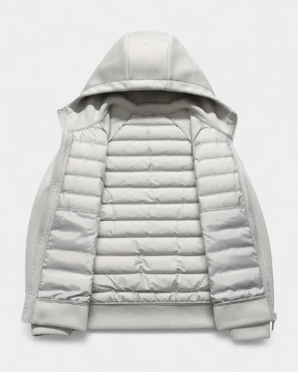 Men's Zip-Up Quilted Jacket with a Stretch Hood