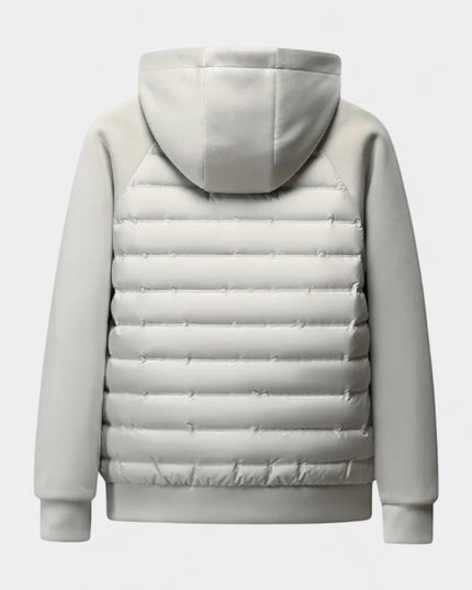 Men's Zip-Up Quilted Jacket with a Stretch Hood