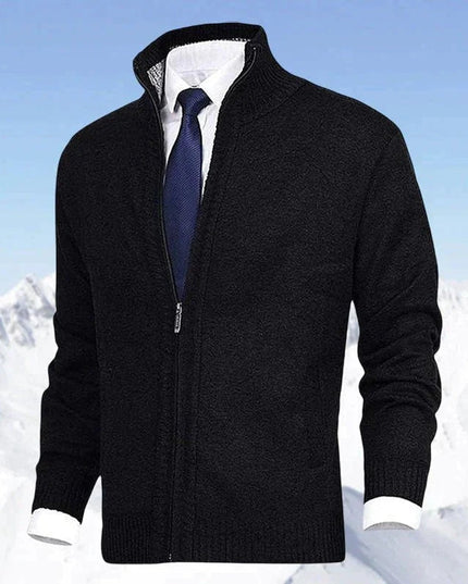 Men's Zip Up Stand Collar Knit Cardigan Sweater