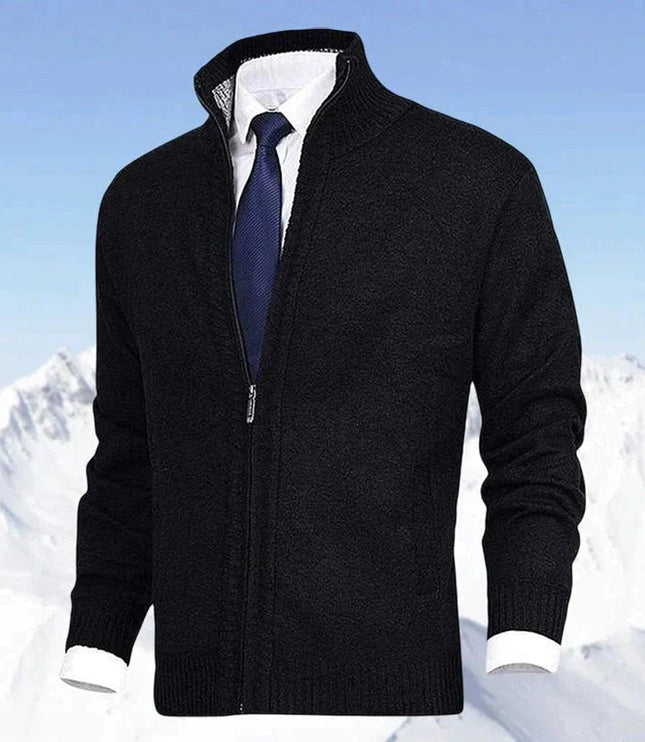 Men's Zip Up Stand Collar Knit Cardigan Sweater