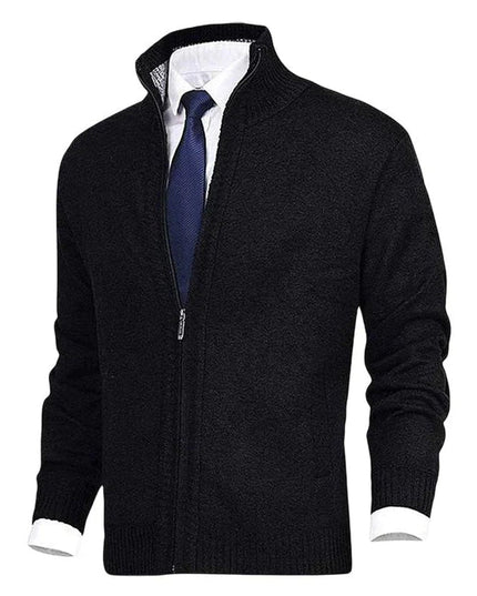 Men's Zip Up Stand Collar Knit Cardigan Sweater