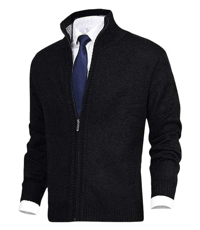 Men's Zip Up Stand Collar Knit Cardigan Sweater