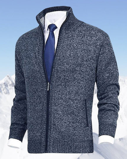 Men's Zip Up Stand Collar Knit Cardigan Sweater