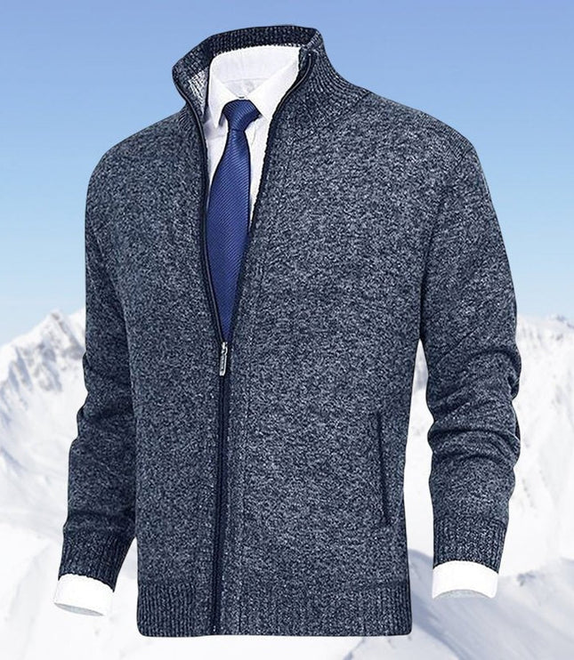 Men's Zip Up Stand Collar Knit Cardigan Sweater