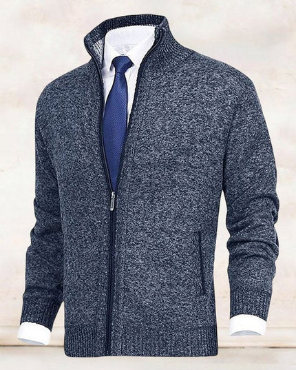 Men's Zip Up Stand Collar Knit Cardigan Sweater