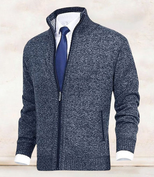 Men's Zip Up Stand Collar Knit Cardigan Sweater