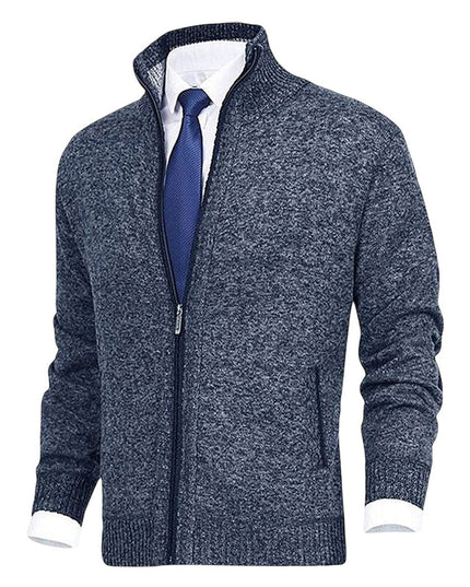 Men's Zip Up Stand Collar Knit Cardigan Sweater