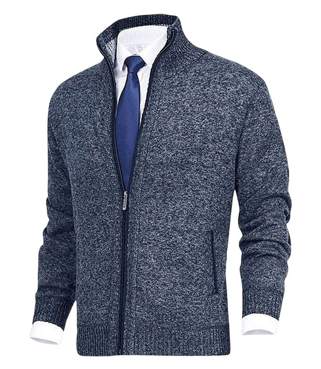 Men's Zip Up Stand Collar Knit Cardigan Sweater
