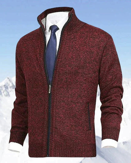 Men's Zip Up Stand Collar Knit Cardigan Sweater