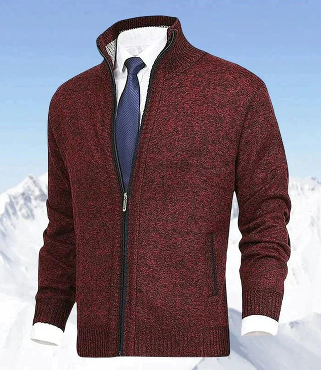 Men's Zip Up Stand Collar Knit Cardigan Sweater