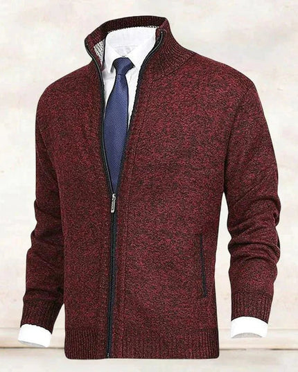 Men's Zip Up Stand Collar Knit Cardigan Sweater