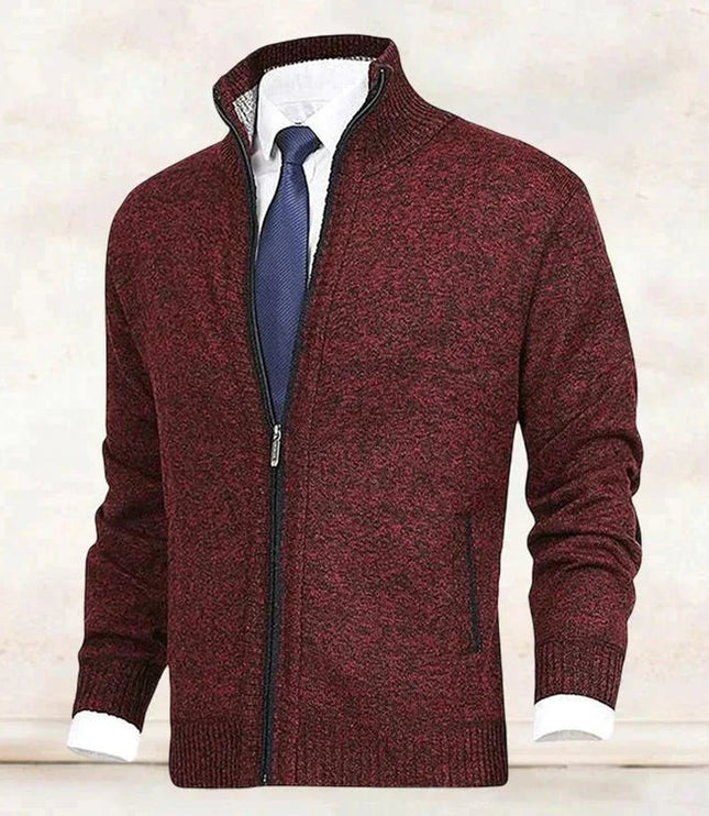 Men's Zip Up Stand Collar Knit Cardigan Sweater