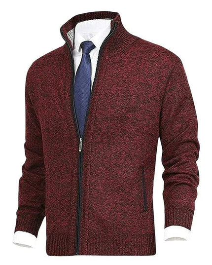 Men's Zip Up Stand Collar Knit Cardigan Sweater