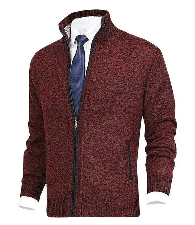 Men's Zip Up Stand Collar Knit Cardigan Sweater