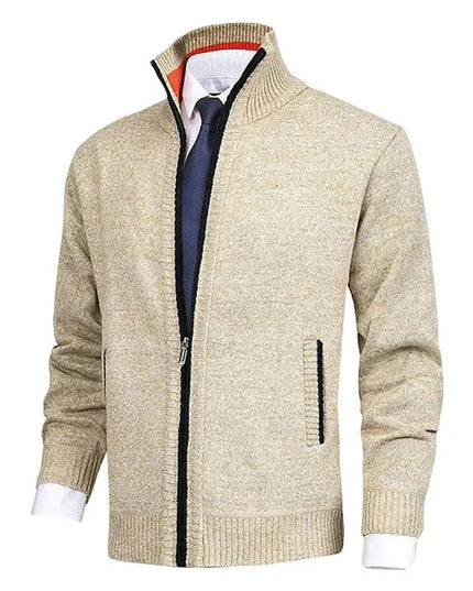 Men's Zip Up Stand Collar Knit Cardigan Sweater