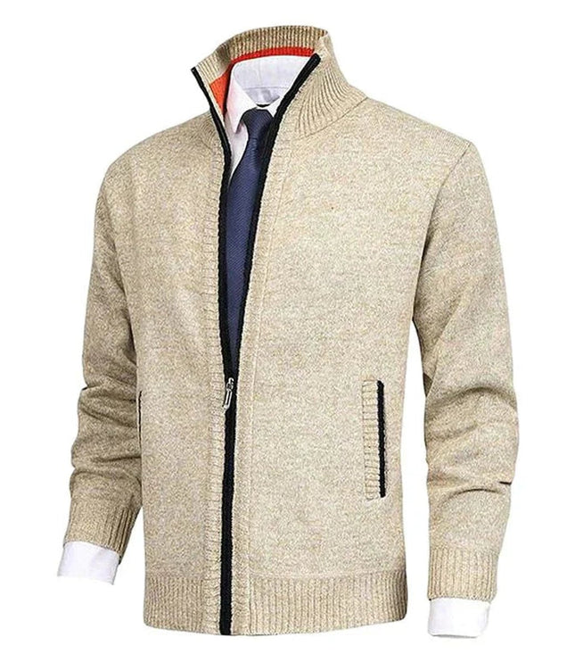 Men's Zip Up Stand Collar Knit Cardigan Sweater