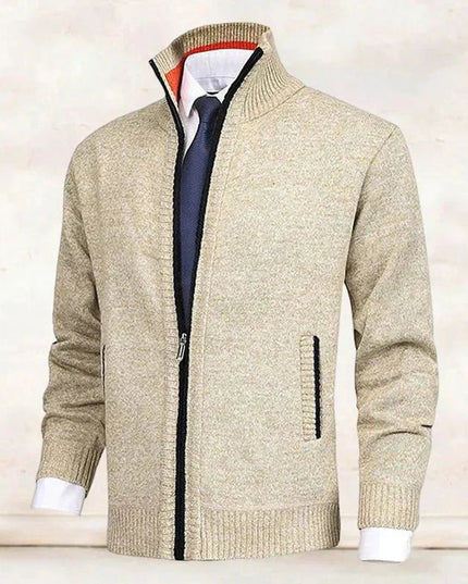 Men's Zip Up Stand Collar Knit Cardigan Sweater