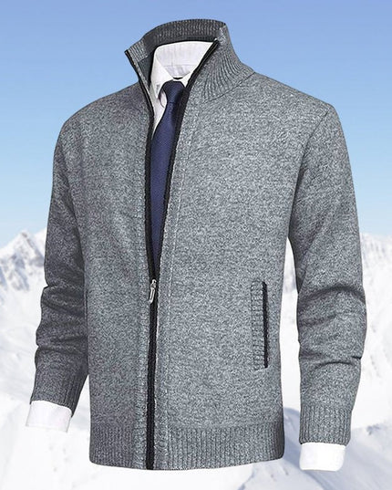 Men's Zip Up Stand Collar Knit Cardigan Sweater