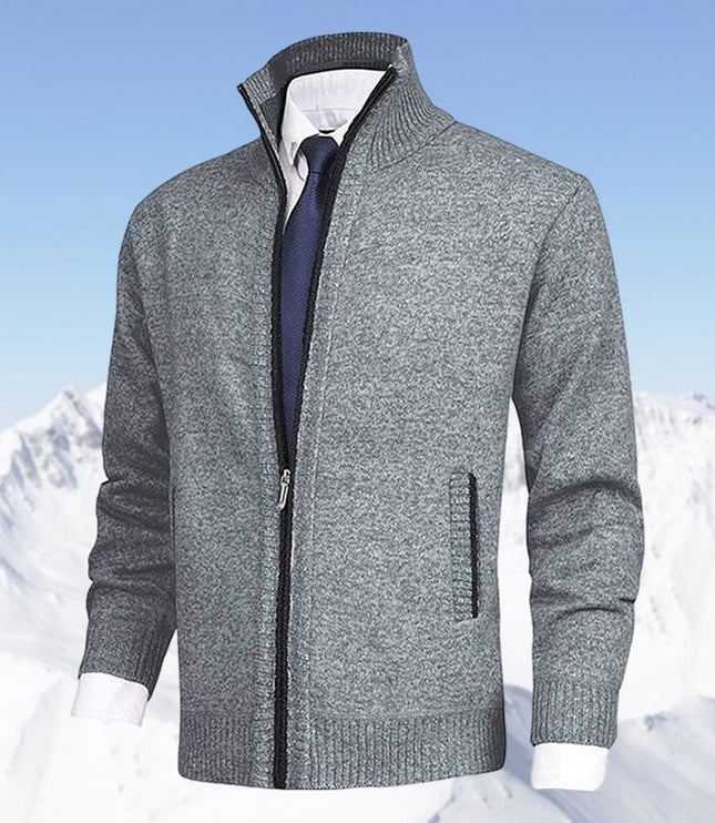 Men's Zip Up Stand Collar Knit Cardigan Sweater