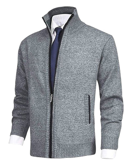 Men's Zip Up Stand Collar Knit Cardigan Sweater