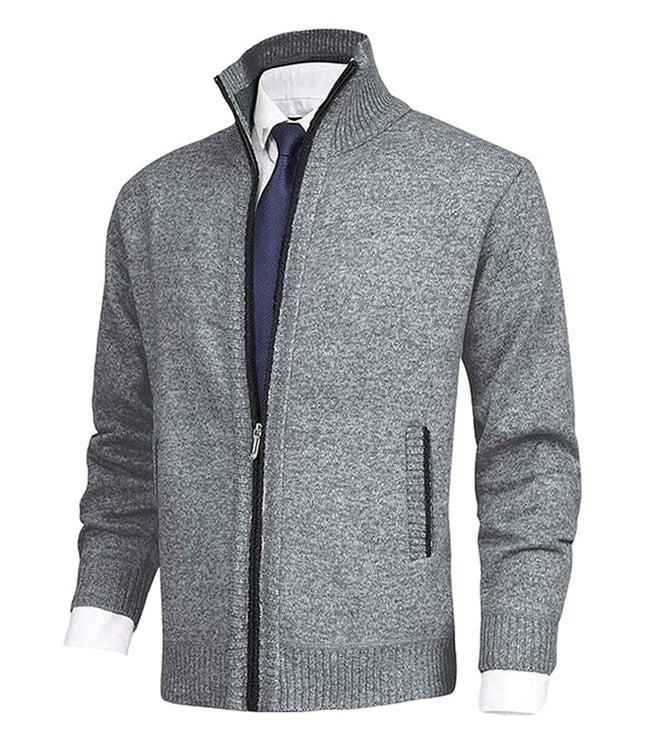 Men's Zip Up Stand Collar Knit Cardigan Sweater