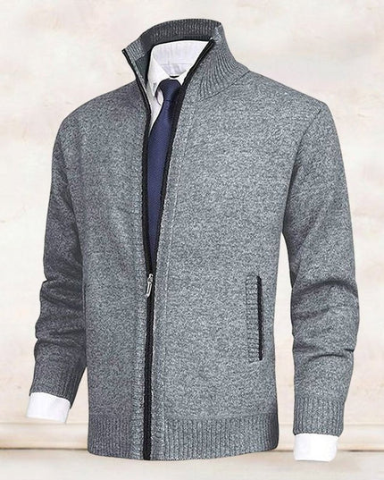 Men's Zip Up Stand Collar Knit Cardigan Sweater
