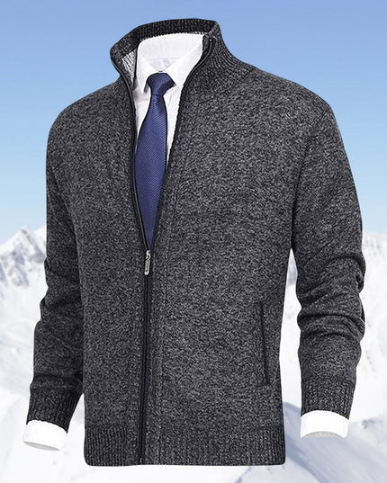 Men's Zip Up Stand Collar Knit Cardigan Sweater