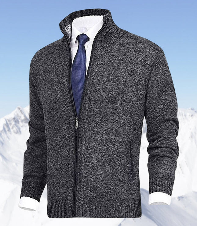 Men's Zip Up Stand Collar Knit Cardigan Sweater