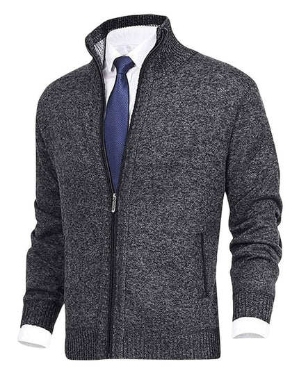 Men's Zip Up Stand Collar Knit Cardigan Sweater