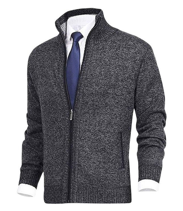 Men's Zip Up Stand Collar Knit Cardigan Sweater
