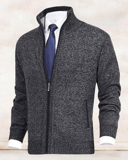 Men's Zip Up Stand Collar Knit Cardigan Sweater